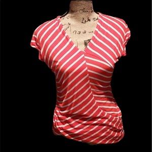 MNG by Mango Orange and white graphic stripe top L